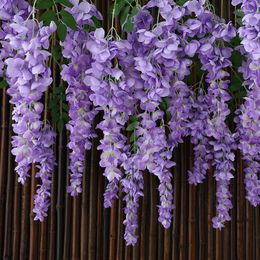 Decorative Flowers Wisteria Fake Home Decoration Mariage Fleurs Artificielles Wall Hanging Backdrop Garland Floral