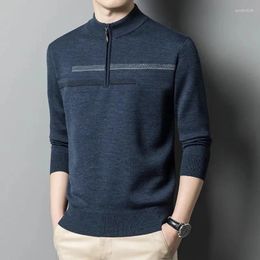 Men's Sweaters Closing Pure Wool Sweater Autumn And Winter Base Jacquard Pullover Half Turtleneck Thickened Warm Top