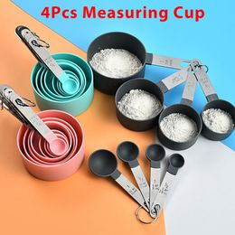 Measuring Tools 4pcs Baking Kitchen Spoon Set Stainless Steel Handle Cup With Scale Gadgets 230331