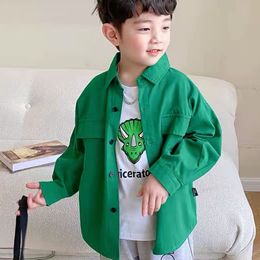 Kids Shirts Spring/Summer Baby Boys' Shirt Long Sleeve Cotton Shirt Casual Solid Boys' Shirt G47 230403