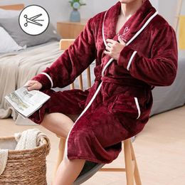 Men's Robes Men Bathrobe Fleece Mens Bath Robe Man Winter Warm Casual Flannel Sleepwear Plush Shawl Male Lounge Nightgown 231102