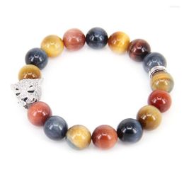 Strand HEMISTON Colourful Tiger Eye Bead With Head Pave Zircon Bracelets 1.2CM Fine Jewellery Gift For Women And Men