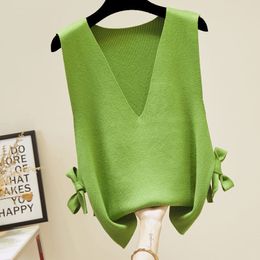 Kvinnors västar Spring Autumn Women's Sweater Vest Korean Version Sweater Vest Loose Top Sticke Vest Sweater 230403