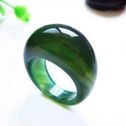 Cluster Rings Natural Colourful Jade Ring Jewellery For Men Women Genuine Coloured Chalcedony Square Jewellery Accessories GiftsCluster