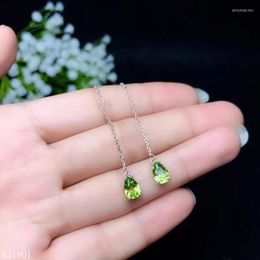 Dangle Earrings KJJEAXCMY 925 Silver-inlaid Natural Olivine Peridot Woman's Supporting Detection Got Engaged Marry Party Birthday Gift