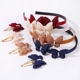 Hair Accessories 2/3 Pcs Sequins Butterfly Bows Hairbands For Girls Ties Set Pearls Snap Clips Headband Kids Headwear Gifts