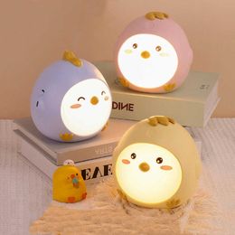 Night Lights Cute Chick Night Lamp Led Children Night Light for Kids USB Rechargeable Bedroom Decor Gift Bedside Animal Touch Mood Lights P230331