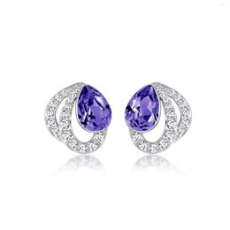 Hoop Earrings Platinum Colour Alloy Crystal Teardrop-shaped Trendy Stud For Women Fashion Accessories Korean