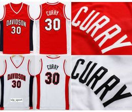 College Stephen Curry Jerseys 30 Men Basketball Davidson Wildcats Jerseys Sport Uniform Team Red Colour White Away University Breathable Sale