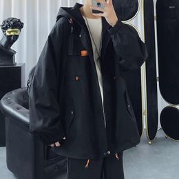 Men's Jackets Autumn Hooded Men's Jacket Oversized Clothing Casual Windbreaker Harajuku Solid Colour Men Coats