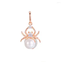 Pendant Necklaces FJ 2 Style Women Men 585 Rose Gold Color Simulated Pearl Animal Spider White Stone Necklace