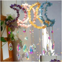 Decorative Objects Figurines Crystal Pendant Sun Light Catcher Hanging Curtain Windchimes Rainbow Chaser Star M Dhkmk