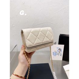 top Designer Bag Women's 23 fashion small fragrant wind rhombus chanelr chain small gold bead fashion single shoulder diagonal bag letter envelope messenger bag