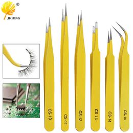 PC AntiStatic Stainless Steel Tweezers Set for Electronics Phone Repairing Tool EyebrowEyelash Tweezers