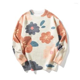 Men's Sweaters Graffiti Flower Winter Knit Sweater Round Neck Long Sleeve Pullover Jumper Oversize 3XL