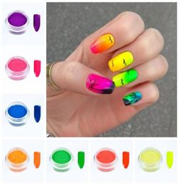 NEW 7Boxes Set Bright Color Neon Effect Pigment Powder Fluorescent Nail Art Glitter Powder Dust Gel Pigment DIY Decoration FPB299288083