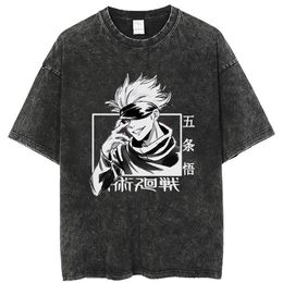 Мужские футболки Harajuku, винтажные постиранные мужские футболки, футболки с аниме дзюдзюцу кайсен, летние повседневные свободные футболки из 100% хлопка, унисекс, уличная одежда Harajuku, топы 5712