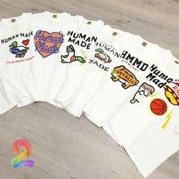 HUMAN MADE T Shirt Love Cartoon Flying Duck Dog Pig Slub Cotton Short Sleeved T-shirts for Men Women218a