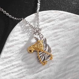 Pendant Necklaces Fashionable Horse Head With Zircon Necklace For Men And Women Hip Hop Banquet Party Jewelry Accessories Gifts