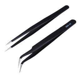 pcslot Antistatic Precision Tweezers Set Pinzas Pincet Stainless Steel ESD Tweezer Electronics Repair Tools