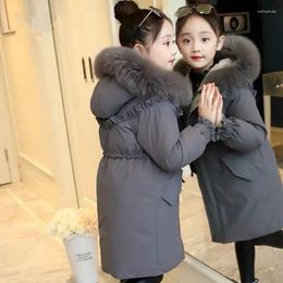 Down Coat Girls Winter Jacket Warm Clothing Thick Parkas Children's Big Fur Hood Outerwear Toddler Girl Kids Clothes