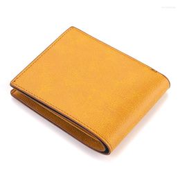 Wallets Short Men Card Holder Classic Male Wallet Yellow With Coin Pocket No Zipper Fashion Frosted Slim Men's Purses 2023