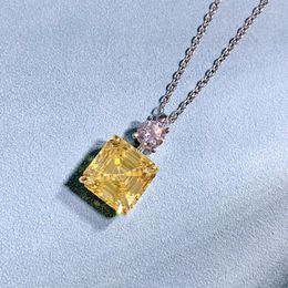 Chains 2023 925 Silver Necklace 10 Yellow Diamond High Carbon Simple Pendant Women's Fashion Versatile