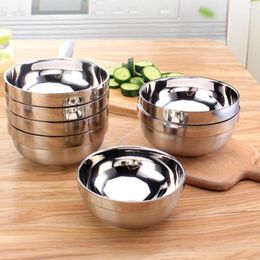 Bowls 1PC Eco-Friendly Breaking-Proof Easy To Wash Stainless Steel Rice Bowl Heat Insulation And Anti Scald For Children