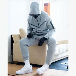 Men's Tracksuits 2 Piece Set Black Sports Suit Jogging Brand Designer Style Tech Sweatpants Techwear Polyester 230403