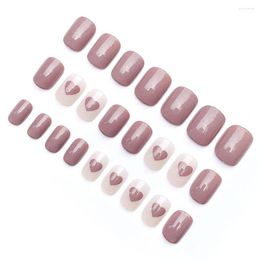 False Nails Women Fake With Loving Heart Pattern Smooth And Harmless Edge For Nail Technician Daily Use