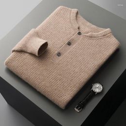 Men's Sweaters Pullover Sweater 100 Woollen Round Neck Pineapple Needle Long Sleeve Knitted Warm Top Casual