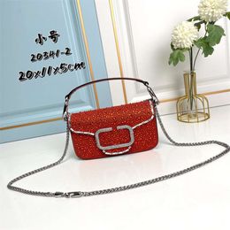 Diamond Purse v Crystal Wallet Leather Purse Designer bag Valen bags Bag Womens Inlaid Crystal Sliding Chain Handbag Brass Magnetic Buckle Luxury full d Z YU5S