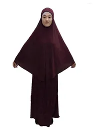 Ethnic Clothing 2 Pieces Set Overhead Khimar Jilbab Women Muslim Prayer Garment Islamic Hijab Dress Niqab Abaya Robe Kaftan Gown Abayas