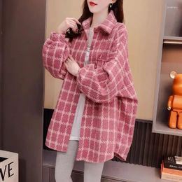 Women's Blouses DAYIFUN Lapel Plaid Shirts Lady College Style Long Sleeve Chequered Casual Comfortable Fit Female Tops Women Clothes
