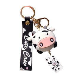 Cute Cartoon Silicone Cows Keychain Bag Pendant Jewelry Trinket Key Ring Key Chain Animal Milk Cow Pendant Car Key Chains