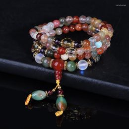 Charm Bracelets Fashion Bracelet Natural Colorful Crystal Quartz Beads Buddhist 108 Prayer Necklace Jewelry Accessories