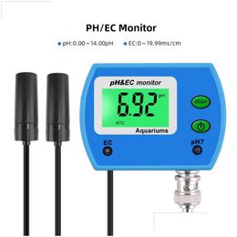 Ph Meters Professional 2 In 1 Digital Meter Ec For Aquarium Mtiparameter Water Quality Monitor Online Ph/Ec Acidom Dhkg4