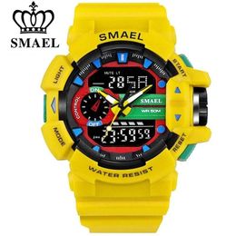 SMAEL Men Sports Watch Military Watches LED Quartz Dual Display Waterproof Outdoor Sport Men's Wristwatches Relogio Masculino308H