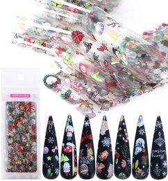 10pcspack Christmas Decorations for Nails Mix Colorful Transfer Nail Foil Sticker Snow Flower Elk Gift Santa Adhesive Paper9589014