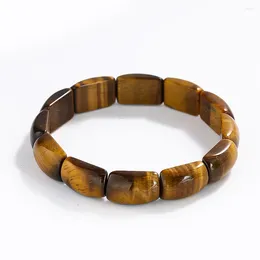 Strand Natural Stone Square Tiger Eye Bracelet For Men Women Quartz Gemstone Healing Reiki Bangle Minimalist Yoga Meditation Jewellery