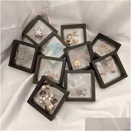 Jewellery Stand 10Pcs/Lot Transparent Display Box Case Ring Necklace Bracelet Organised 3D Floating Square Frame Storage Colle Dhgarden Dh1At