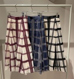 Skirts Kuzuwata Autumn Winter Faldas Mujer Moda Sweet Long Contrast Colored Plaid Skirt Japanese High Waist Slim A-line Jupe 230403