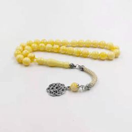 Strand Beaded Strands Tasbih Yellow Resin Muslim Rosary Bead Islamic Prayer Beads Arabic Jewellery Misbaha 33beads Bracelets Gift