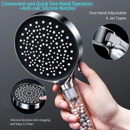 Bathroom Shower Heads 6 Modes Shower Head Handheld Powerful Flow with Beads Philtre Pressure Boost Water Saving Shower Head 231102