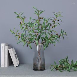 Decorative Flowers 4-pronged Olive Branch With Fruit 79CM Artificial Plant Restaurant Coffee Shop Table Flower And