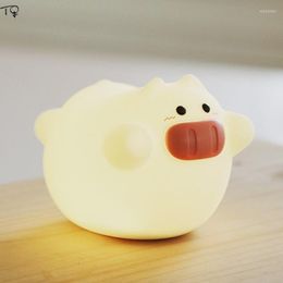 Night Lights Silicone Cute Pig Home Decor Bedside Baby Care Kids/Girl's Room Dormitory Breast Feeding Eye Protect USB Charging