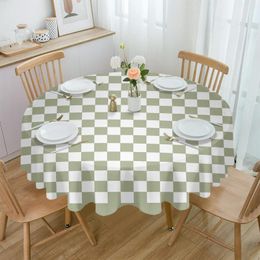 Table Cloth Grass Green Checkerboard Round Tablecloth Waterproof Cover For Wedding Party Decoration Dining