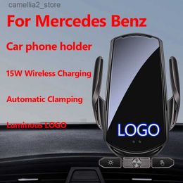 Car Holder For Mercedes-Benz A B C E R S G Class CLA CLS GLA GLB GLC GLE GLK GLS VITO V260 AMG Car Phone Holder Wireless Charging Bracket Q231104