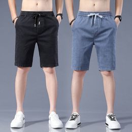 Men's Shorts Summer Men's Solid Colour Denim Shorts High Quality Street Clothing Cotton Stretch Regular Shorts Men's Brand Clothing A24 230403