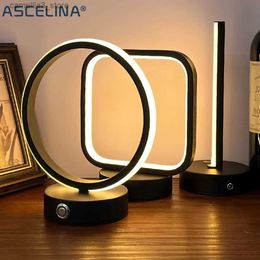 Desk Lamps Room Decor Table Lamp Modern LED Bedroom Bedside Night Light Living Room Desk Rechargeable GRB Dimmable Dining Table Light Q231104